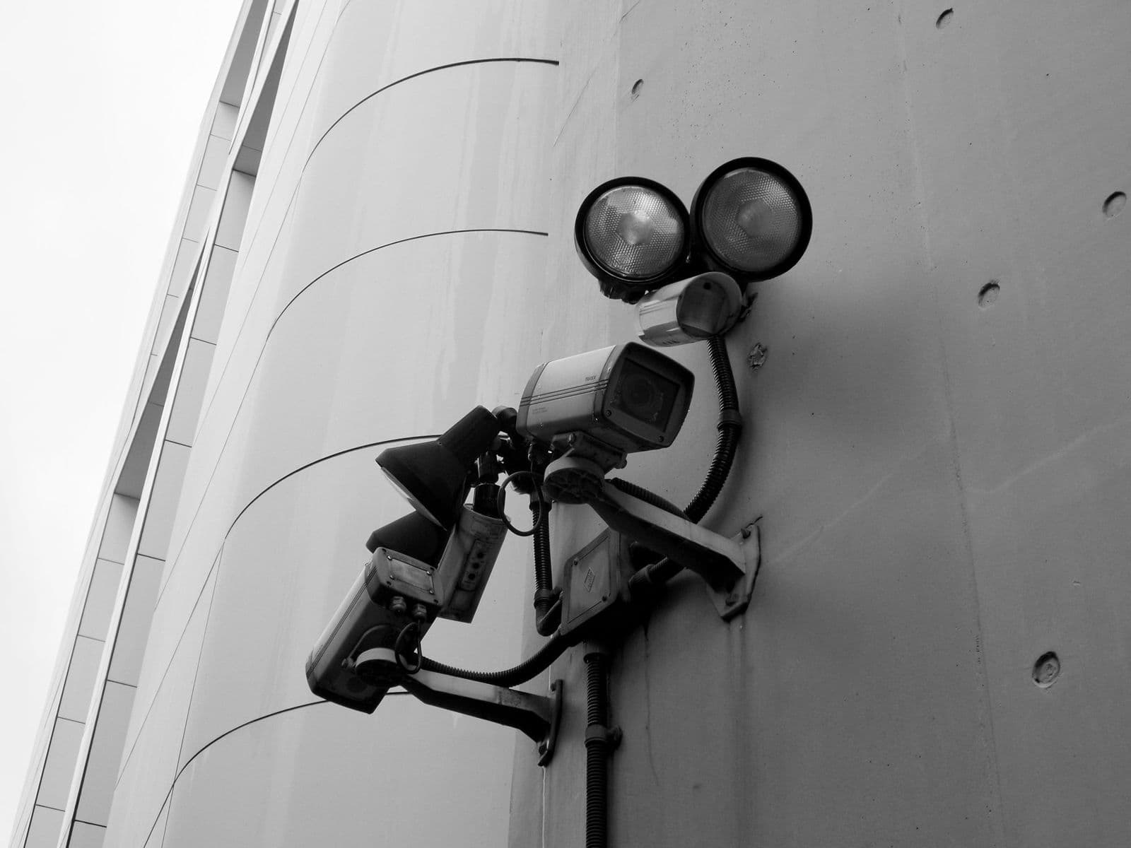 CCTV camera mounted on a building wall