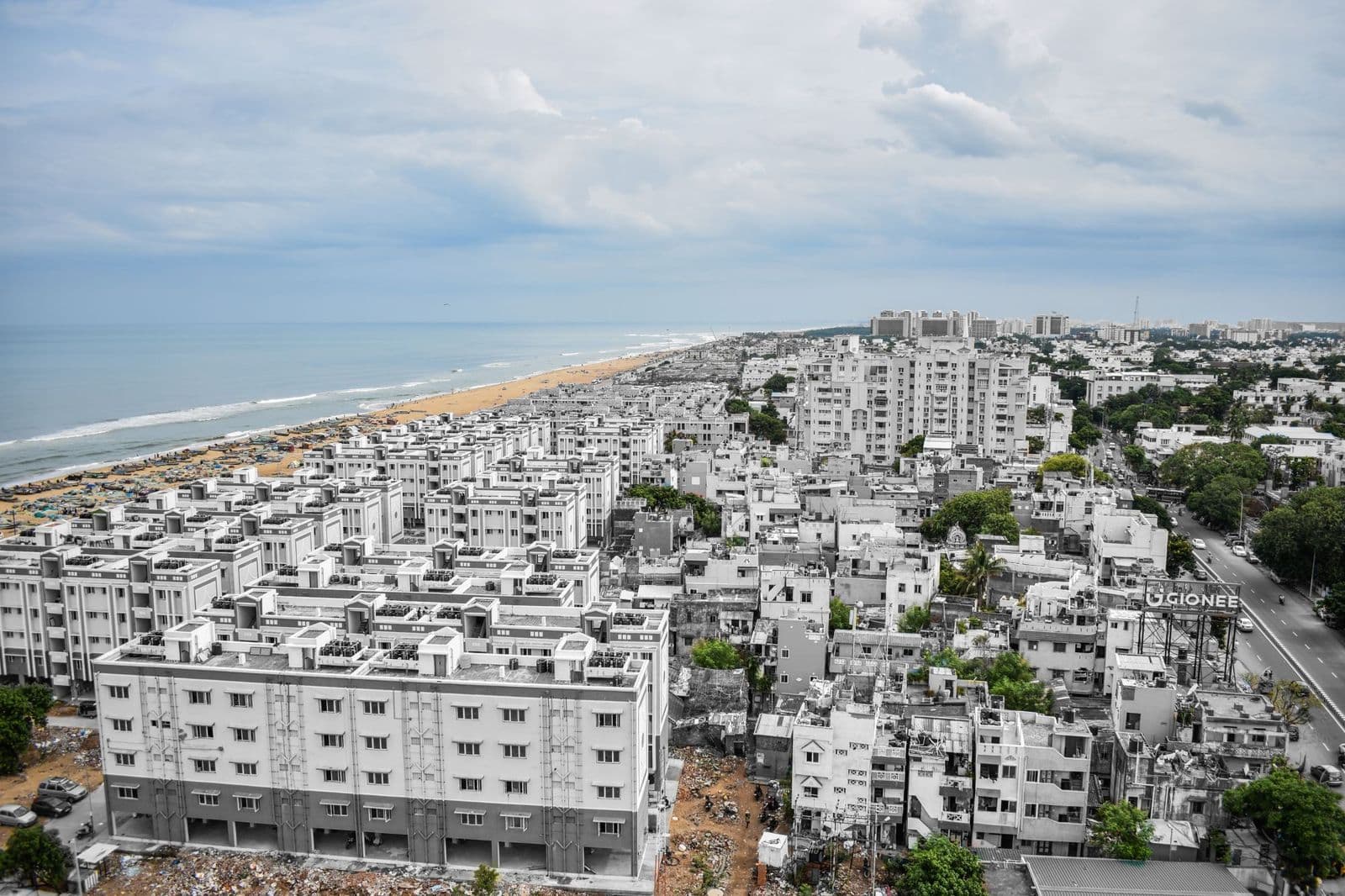 Chennai rooftops near the coast