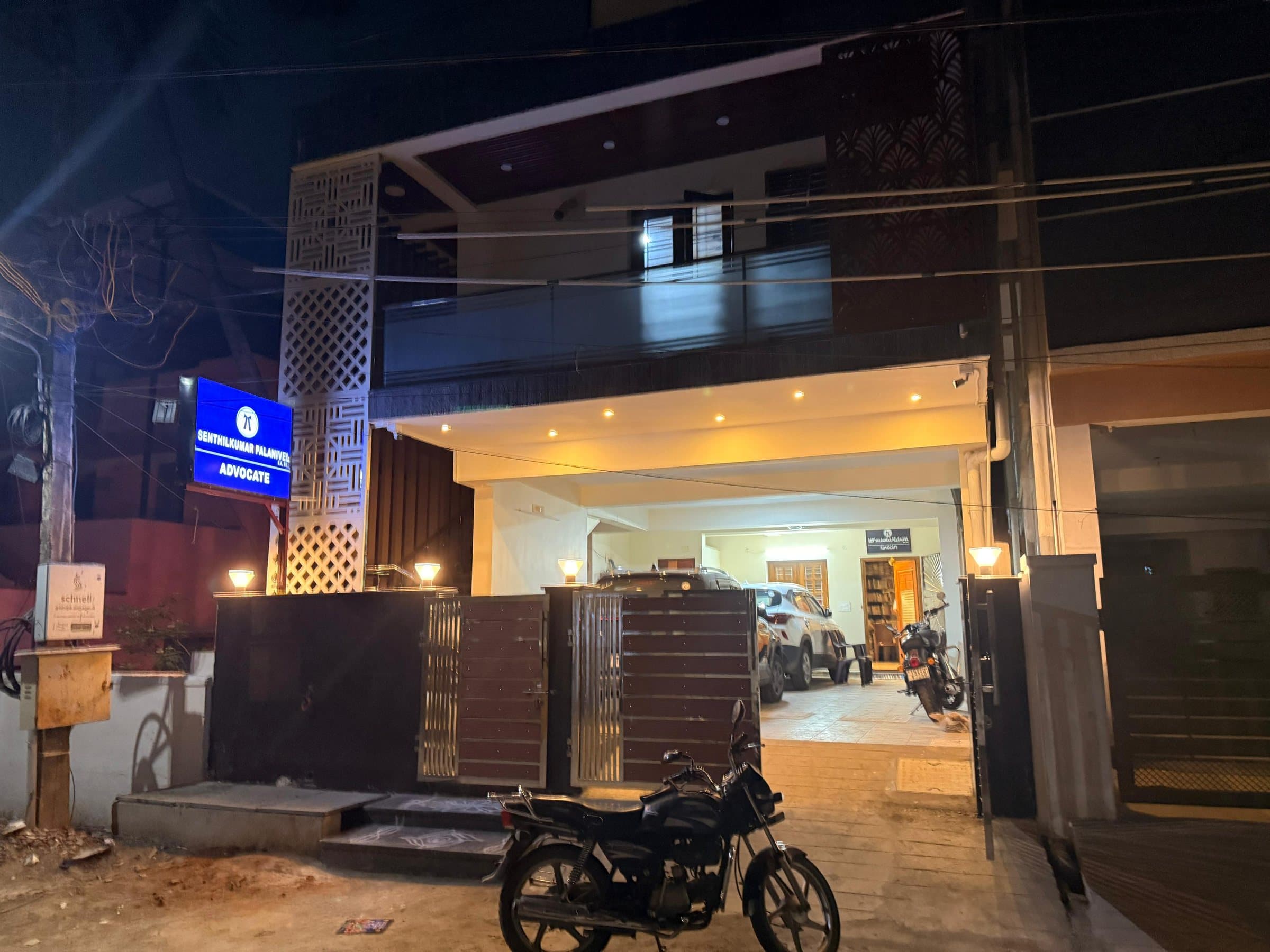 Individual House front at night